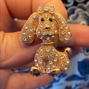 Sparkling Gold Dog Brooch